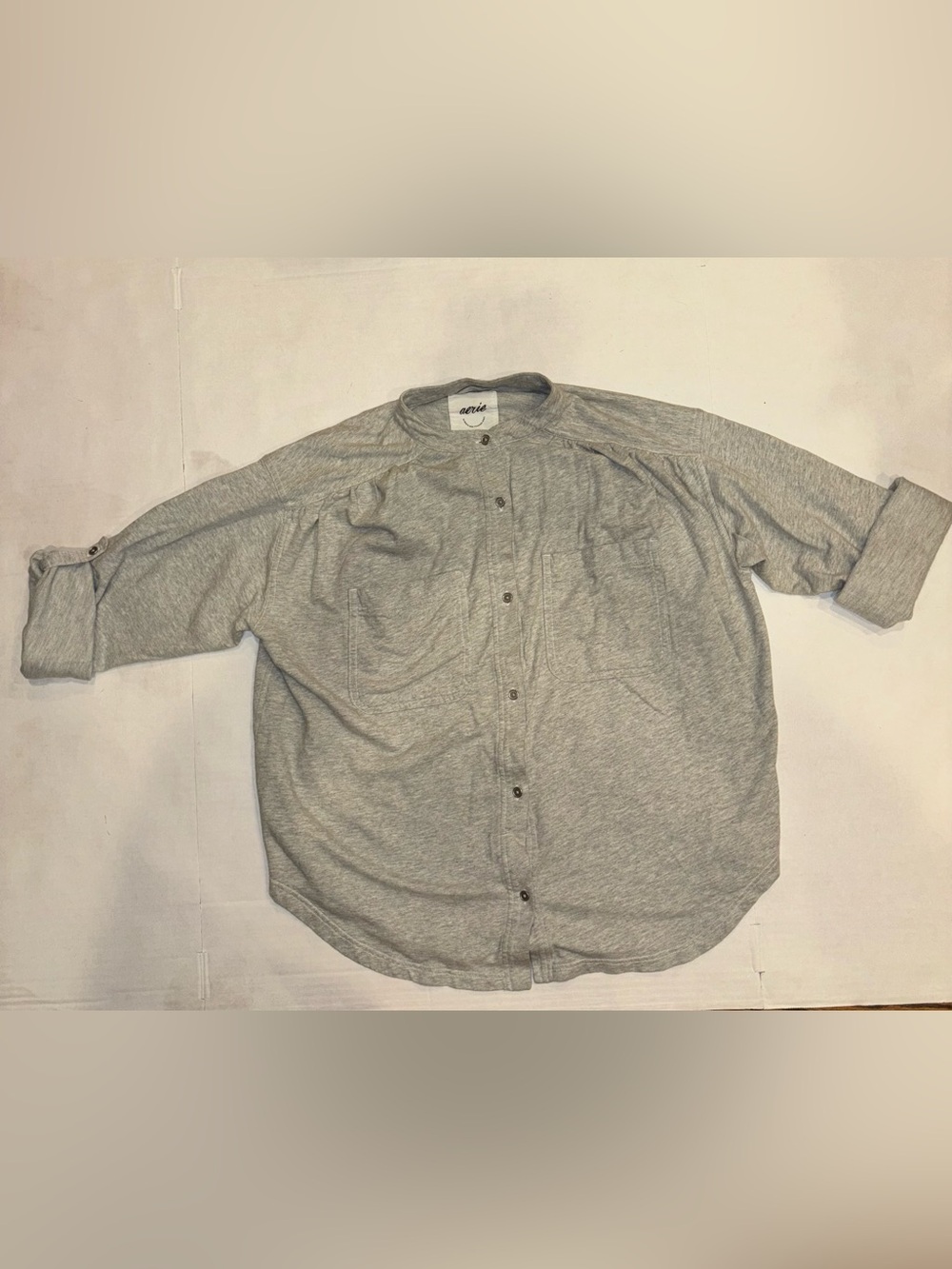 aerie Men's Light Gray Button-Up Shirt Jacket